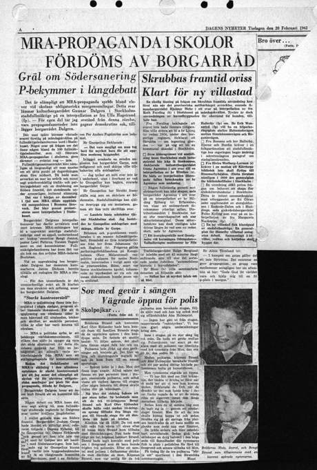 'DagensNyheter' 1962-02-20 press cutting cover