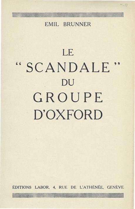 'Le "scandale" du Groupe d'Oxford', par Emil Brunner, couverture