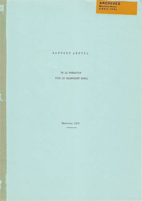 Couverture du rapport de Caux 1950