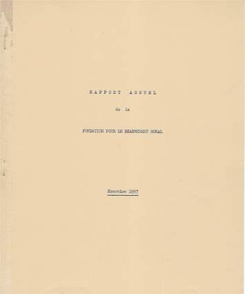  Rapport Annuel de la Fondation pour le Réarmement moral 1957, cover