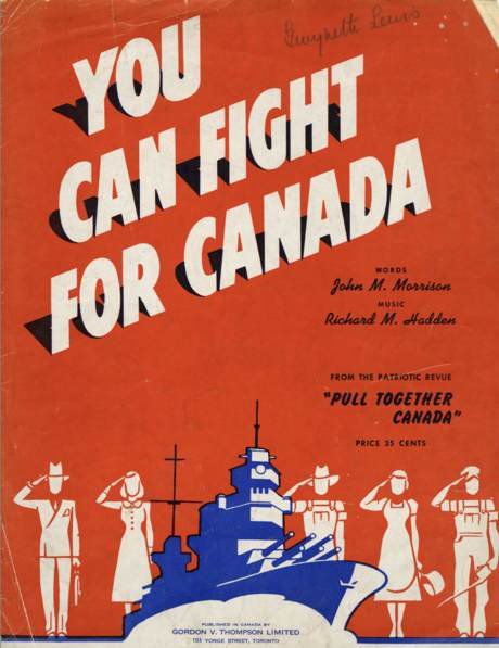 Cover of song book 'You can fight for Canada'