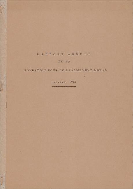 Rapport Annuel de la Fondation pour le Réarmement moral 1961, cover