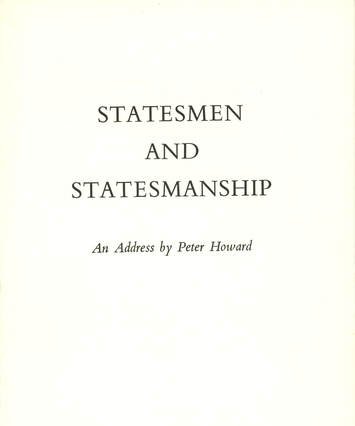 Statesmen and statesmanship, booklet cover