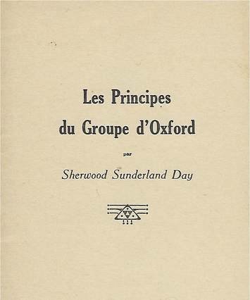 "Les principes du Groupe d'Oxford" couverture pamphlet de Sherwood Day, 1935
