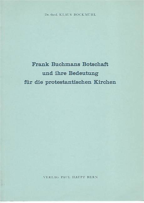 "Frank Buchmans Botschaft" booklet cover