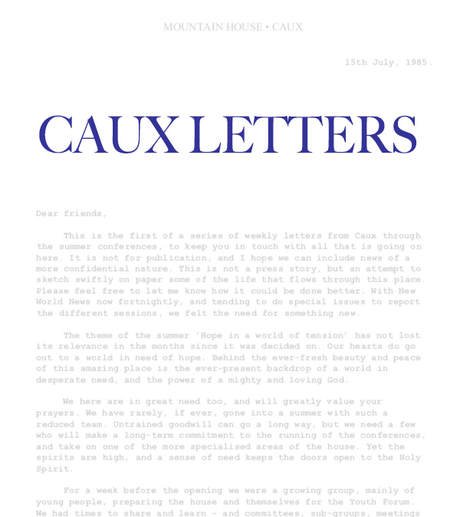 Newsletter Caux Letters cover image