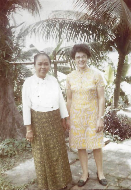 Jill Robbins and Madame Aung Sang, Rangoon, 1969