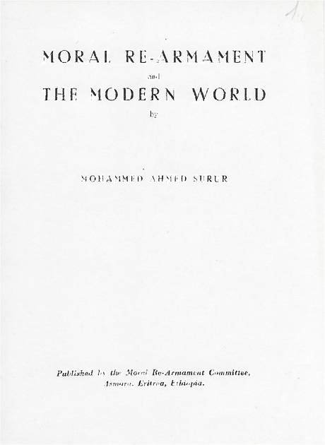 Moral Re-Armament and the modern world, by Mohammed Surur, booklet cover