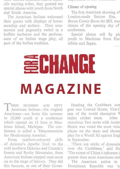 Periodical cover - For A Change magazine