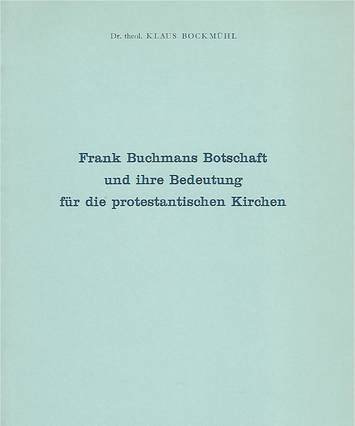 "Frank Buchmans Botschaft" booklet cover