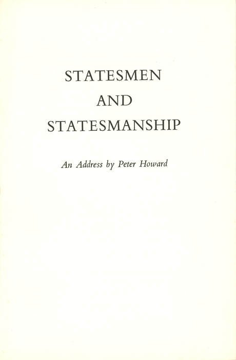 Statesmen and statesmanship, booklet cover