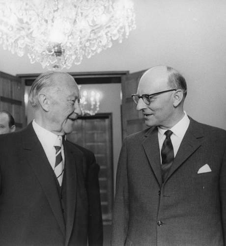 Konrad Adenauer & Richard von Hessen, B&W portrait photo