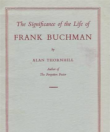 The Significance Of The Life Of Frank Buchman, by Alan Thornhill, Bookletcover