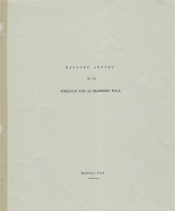 Rapport Annuel de la Fondation pour le Réarmement moral 1953, cover