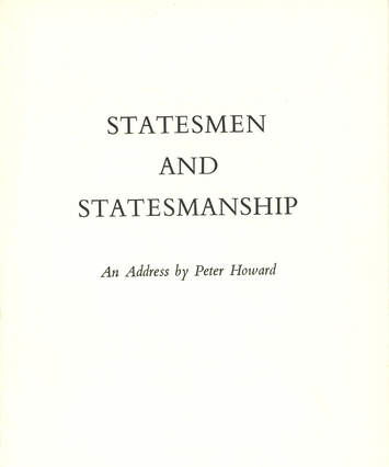 Statesmen and statesmanship, booklet cover